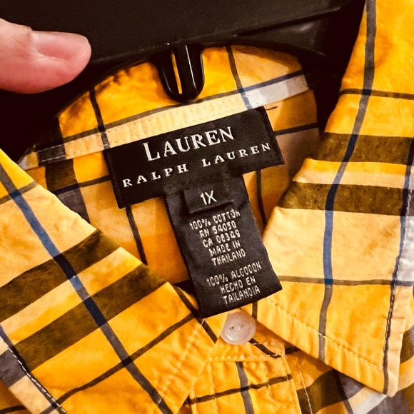 RALPH LAUREN Woman’s Plaid Cotton Twill Point Collar Long Sleeve Shirt 1X RLR - Picture 5 of 7